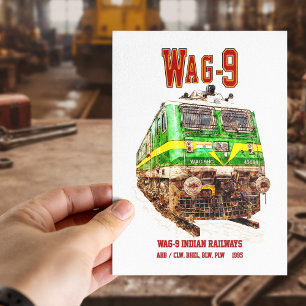Cartão Postal Locomotiva WAG-9. Caminho de ferro da Índia