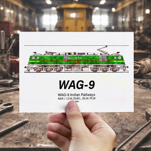 Cartão Postal Locomotiva WAG-9. Caminho de ferro da Índia