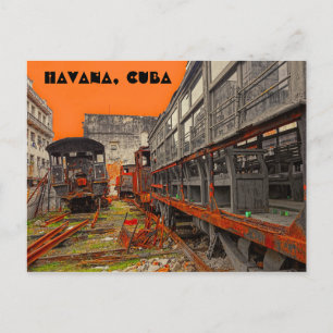 Cartão Postal Locomotivas envelhecidas e vagões ferroviários em 