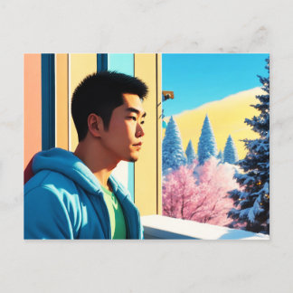 Cartão Postal Lofi Winter Holiday Hunk 03