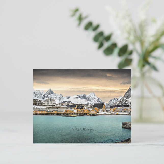 Cartão Postal Lofoten, fotografia cênica da Noruega (Em pé/Frente)