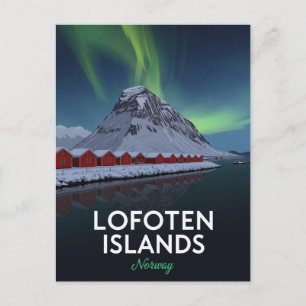 Cartão Postal Lofoten Noruega Luzes do Norte