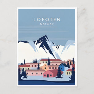 Cartão Postal Lofoten Noruega viagens vintage inverno europa