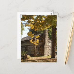 Cartão Postal Log Cabin em Washington, Iowa no outono