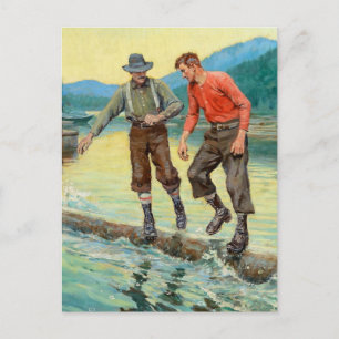 Cartão Postal “Log Rollers” Arte Ocidental por Philip R Goodwin