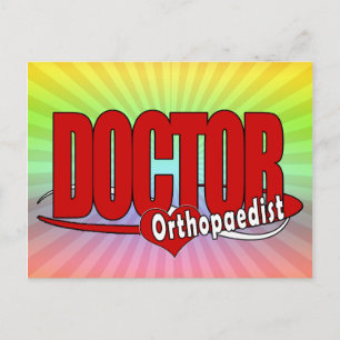 CARTÃO POSTAL LOGO DE ORTOPEDISTA MÉDICO VERMELHO GRANDE