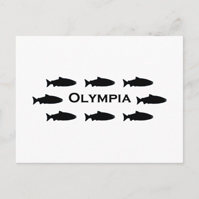 Cartão Postal Logo Olympia Washington Salmon (Frente)