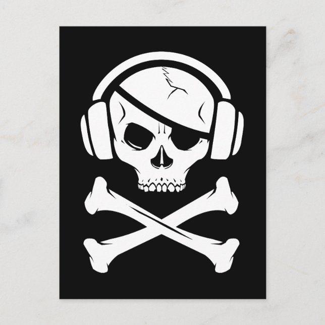 Cartão Postal logotipo anti-RIAA Pirata de Música Pirataria (Frente)