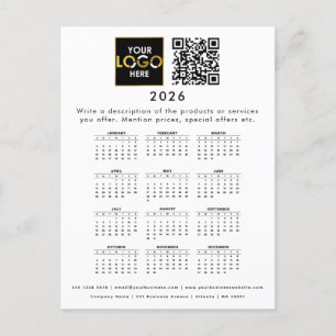 Cartão Postal Logotipo comercial do Calendário 2026 Detalhes do