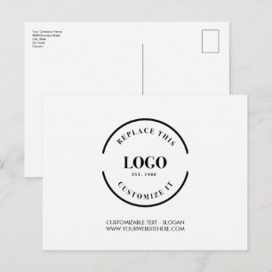 Cartão Postal Logotipo Comercial Personalizado Mínimo marketing