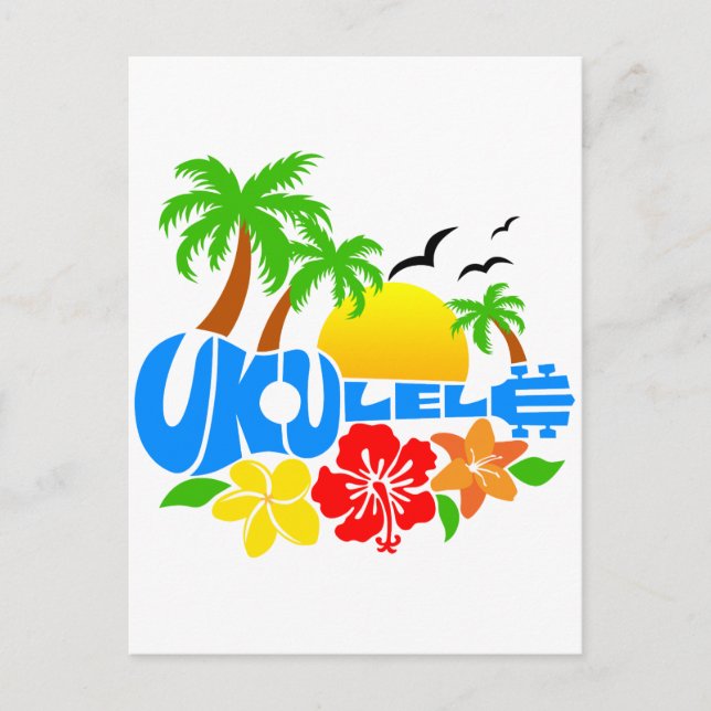 Cartão Postal Logotipo da Ilha Ukulele (Frente)
