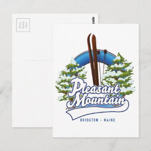 Cartão Postal logotipo da Pleasant Mountain Ski Bridgton.