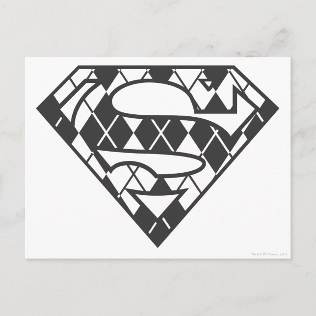 Cartão Postal Logotipo da Supergirl Black Argyle (Frente)