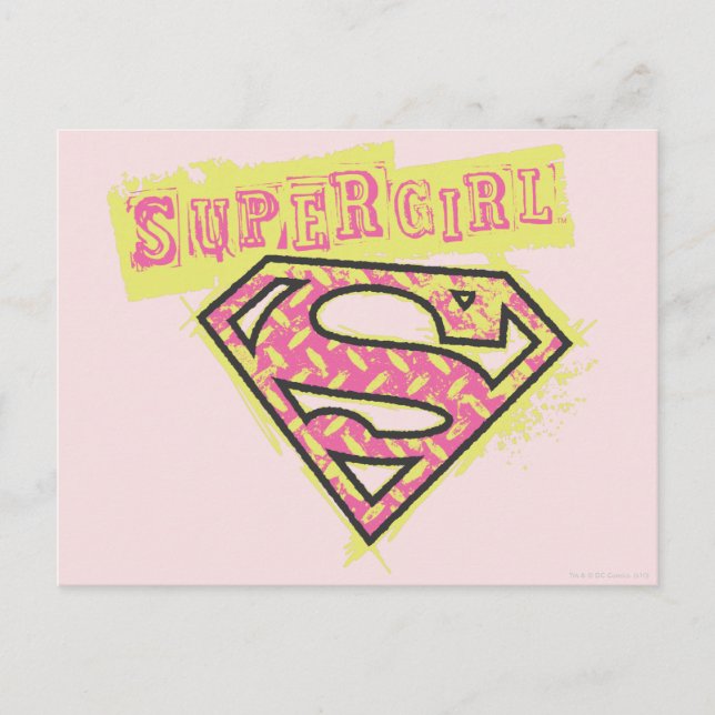 Cartão Postal Logotipo da Supergirl Grunge rosa (Frente)