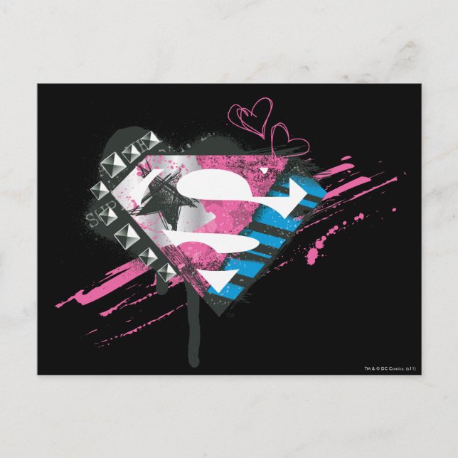 Cartão Postal Logotipo da Supergirl Hearts (Frente)