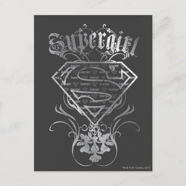 Cartão Postal Logotipo da Supergirl Silver (Frente)