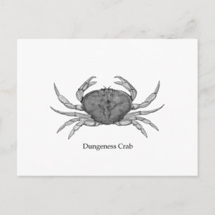 Cartão Postal Logotipo de caranguejo Dungeness (line art)