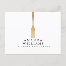 Cartão Postal Logotipo de Catering Dourado do Fork Modern Faux