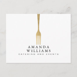 Cartão Postal Logotipo de Catering Dourado do Fork Modern Faux