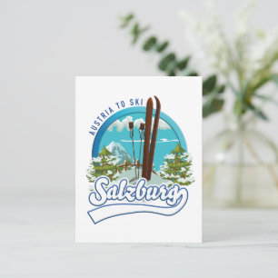 Cartão Postal Logotipo de esqui de Salzburgo Áustria.