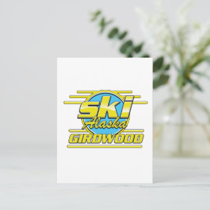 Cartão Postal Logotipo de esqui dos anos 80 de Girdwood Alaska