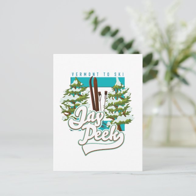 Cartão Postal Logotipo de esqui Jay Peek Vermont (Em pé/Frente)