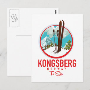 Cartão Postal logotipo de esqui Kongsberg Noruega