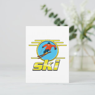 Cartão Postal Logotipo de esqui retrô dos anos 90