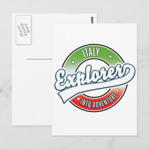 Cartão Postal logotipo de explorador da Itália em aventura.