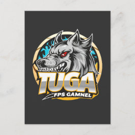 Cartão Postal Logotipo de Jogos TUGA Wolf em Estilo Esports