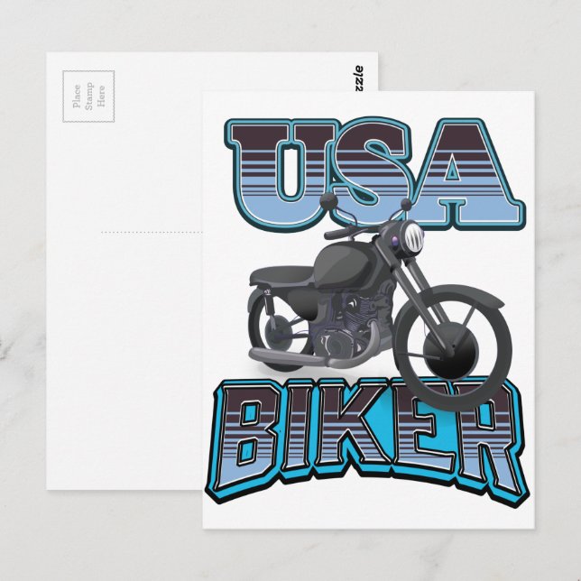 Cartão Postal logotipo de motociclista dos EUA (Frente/Verso)