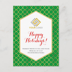 Cartão Postal Logotipo de Natal Moderno Verde Dourado Negócio V