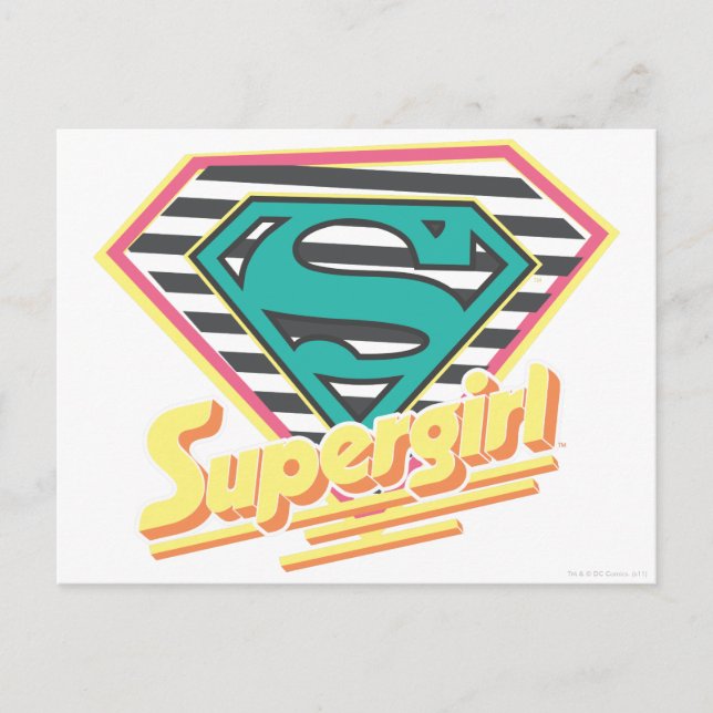 Cartão Postal Logotipo de Supergirl Striped (Frente)