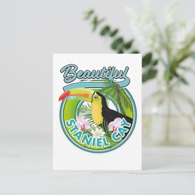 Cartão Postal logotipo de viagem de Staniel Cay (Em pé/Frente)