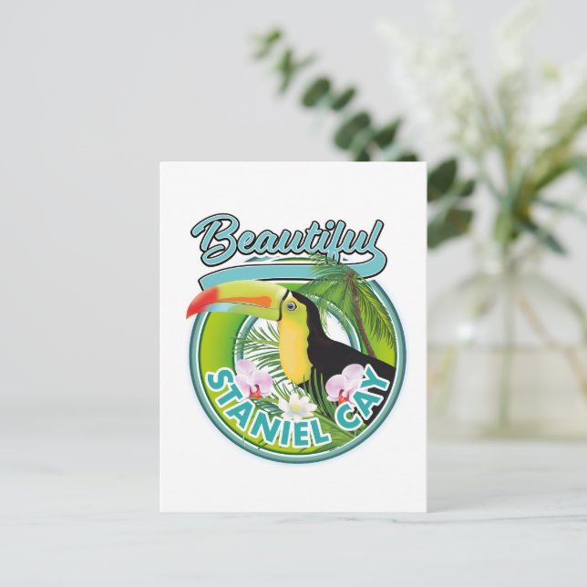 Cartão Postal logotipo de viagem de Staniel Cay (Em pé/Frente)