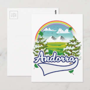 Cartão Postal logotipo de viagem retrô de Andorra