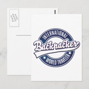 Cartão Postal logotipo de Viajante de Mochila Internacional