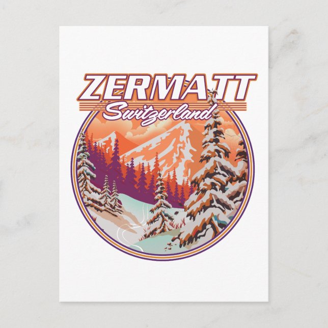Cartão Postal logotipo de Zermatt suíça (Frente)
