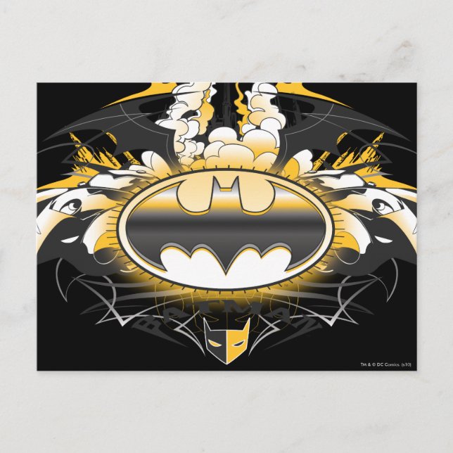 Cartão Postal Logotipo do Batman com Carros (Frente)