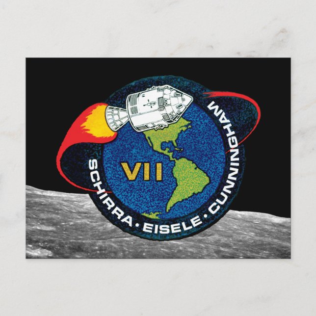 Cartão Postal Logotipo do Símbolo da Missão da NASA Apollo 7 (Frente)