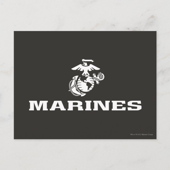 Cartão Postal Logotipo do USMC empilhado - branco (Frente)
