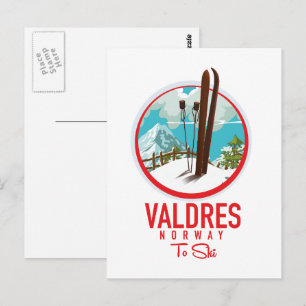 Cartão Postal logotipo do Valdres Norway Ski