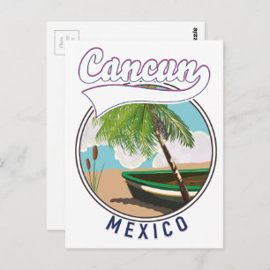 Cartão Postal Logotipo do viagem de praia do Cancun Mexico