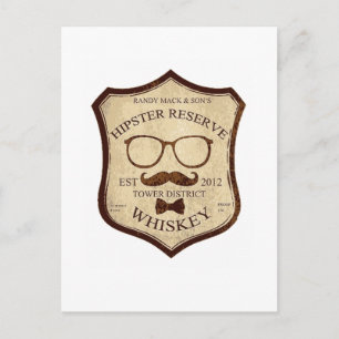 Cartão Postal logotipo do whiskey do hipster