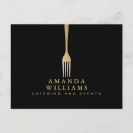 Cartão Postal Logotipo Dourado moderno de catering do Fork em pr