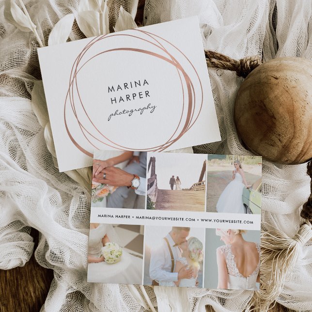 Cartão Postal Logotipo Dourado moderno Faux 6-Foto (Criador carregado)