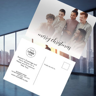 Cartão Postal Logotipo e Foto do Nome da Empresa Feliz Natal