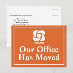 Cartão Postal Logotipo Empresarial Laranja Nossa Sede Mudou