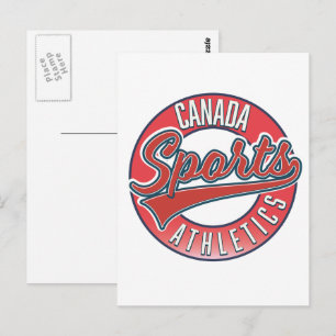 Cartão Postal logotipo esportivo Canadá vermelho