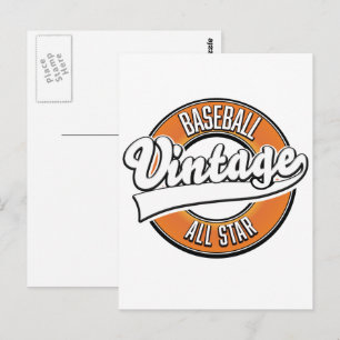 Cartão Postal Logotipo estilo vintage de beisebol.